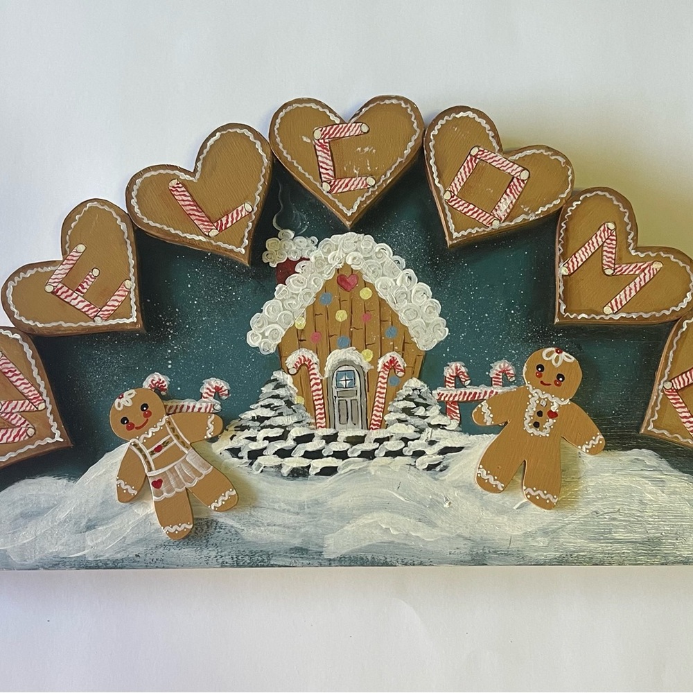 Gingerbread Welcome Sign with Heart Accents